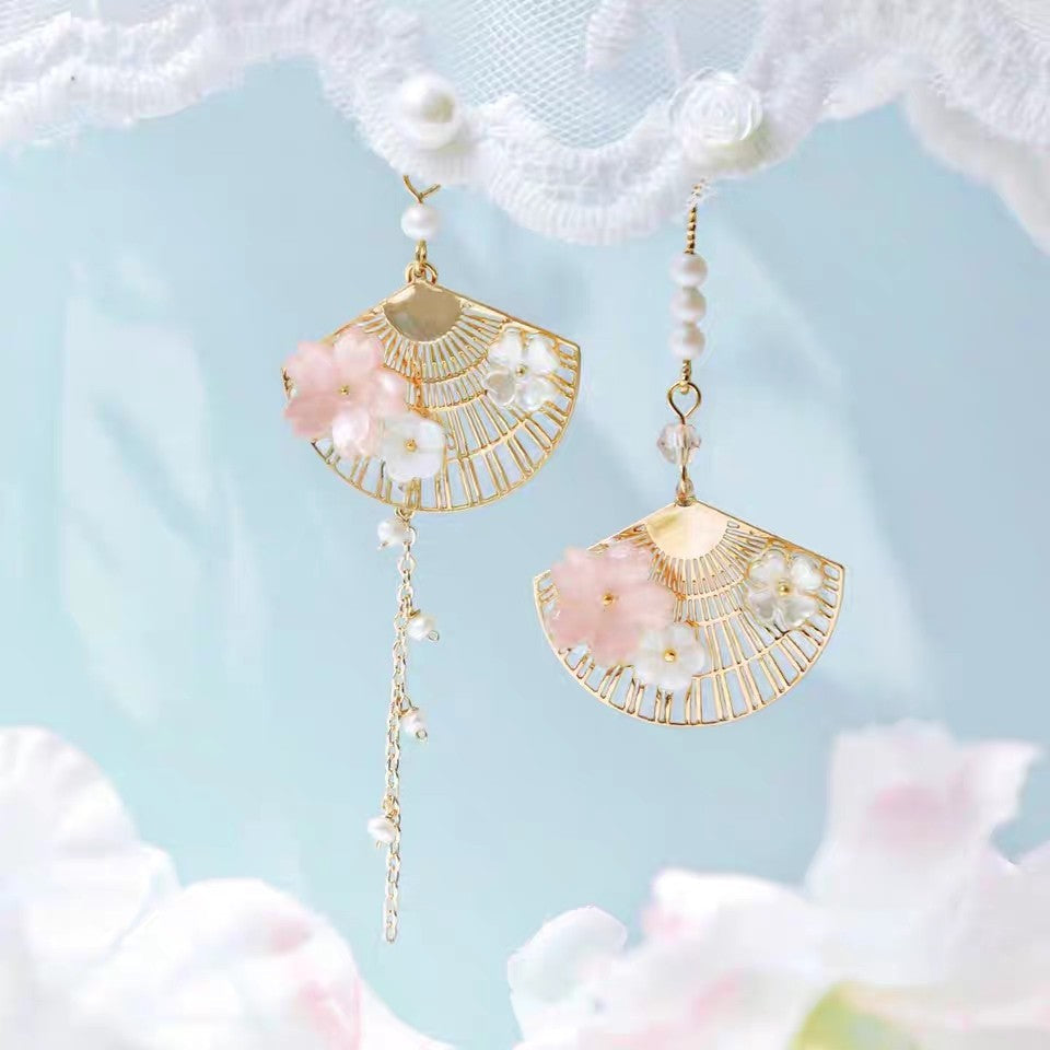 Chinese Fan Asymmetric Earrings
