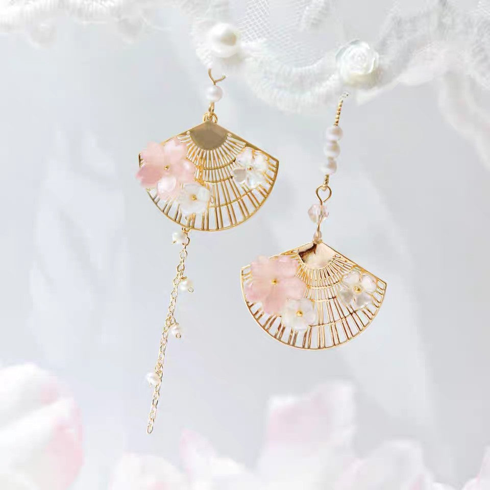 Chinese Fan Asymmetric Earrings
