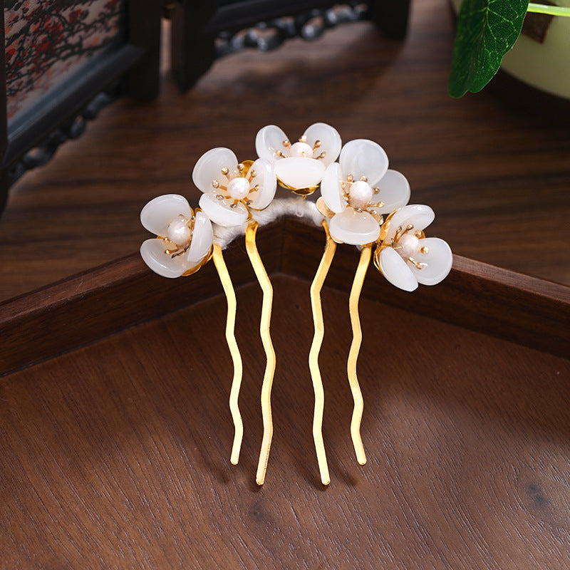 Handmade Pearl Flower Hairpin