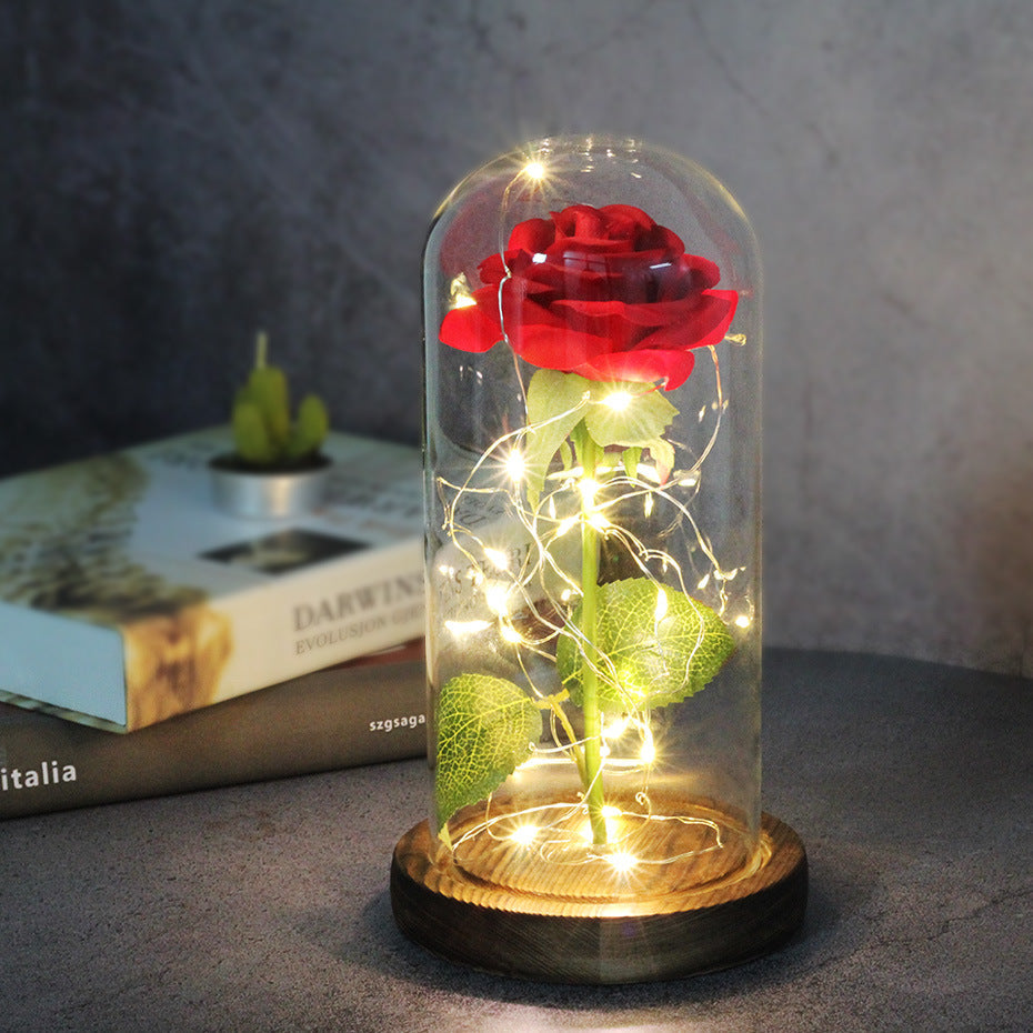 Eternal Rose in Glass Dome with LED Lights