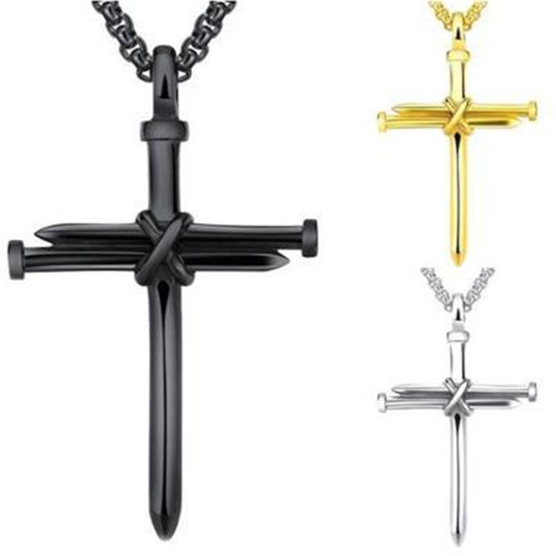 Men's Nail Cross Pendant Necklace