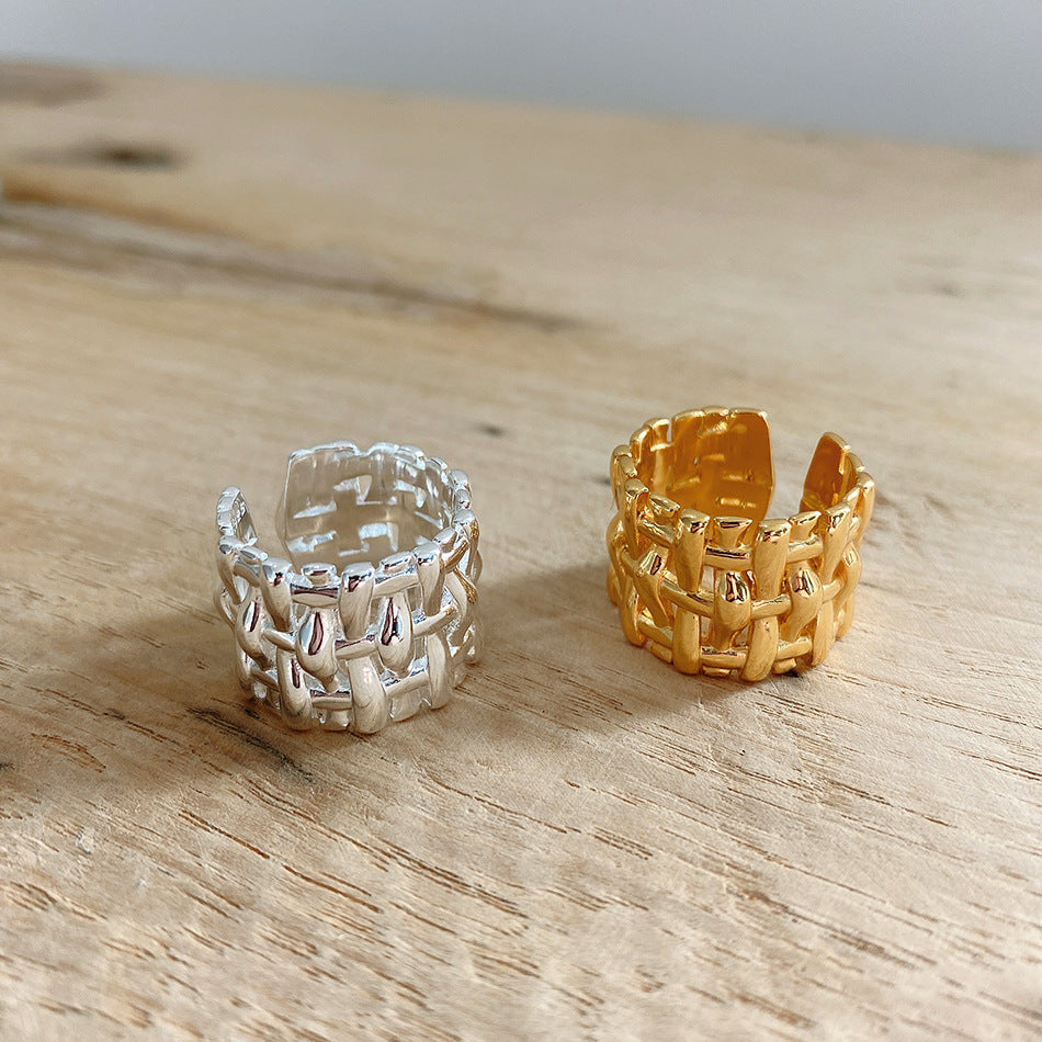 Woven Cross Wide Ring