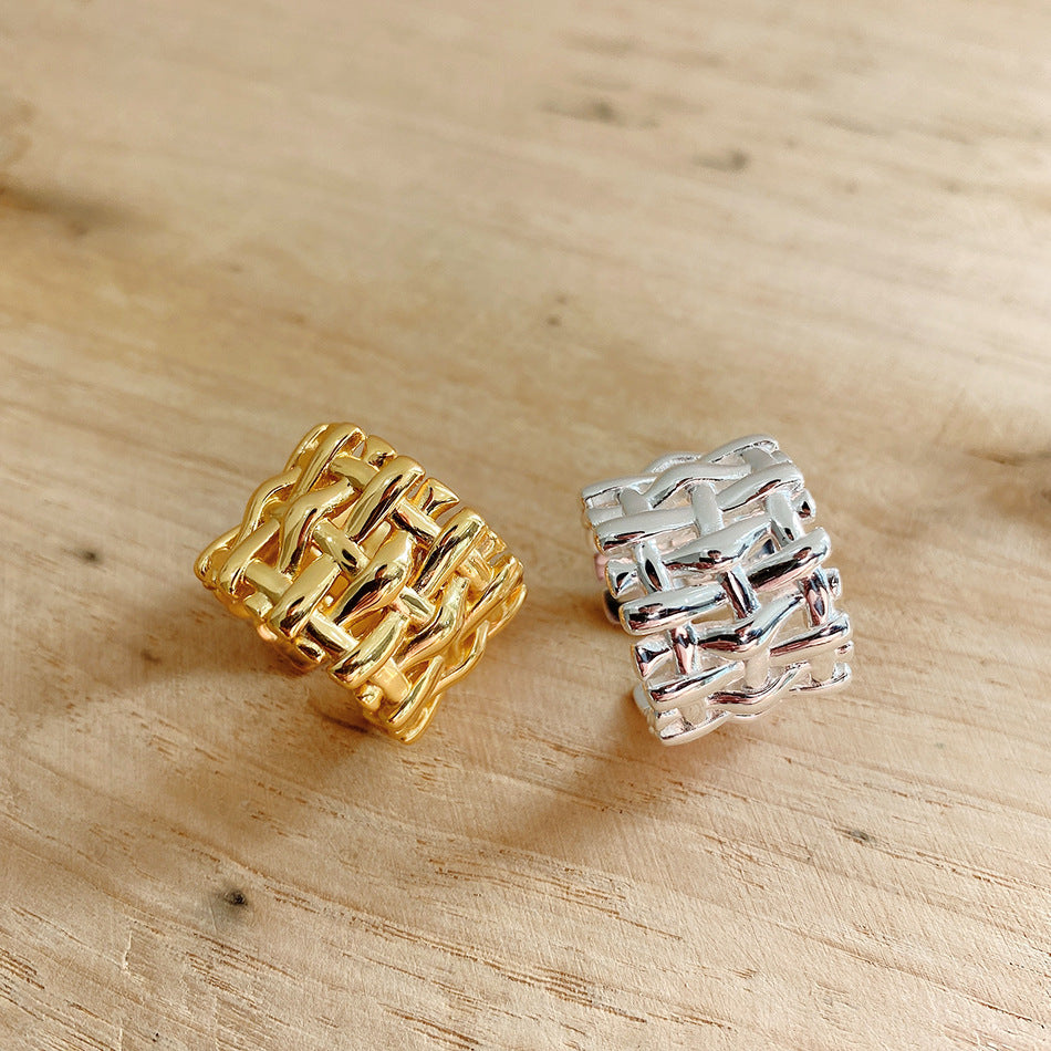 Woven Cross Wide Ring