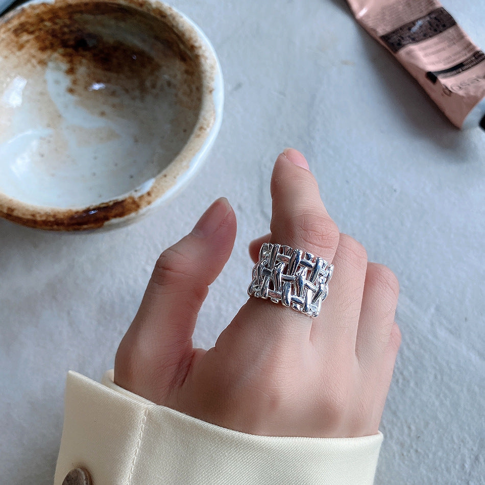 Woven Cross Wide Ring