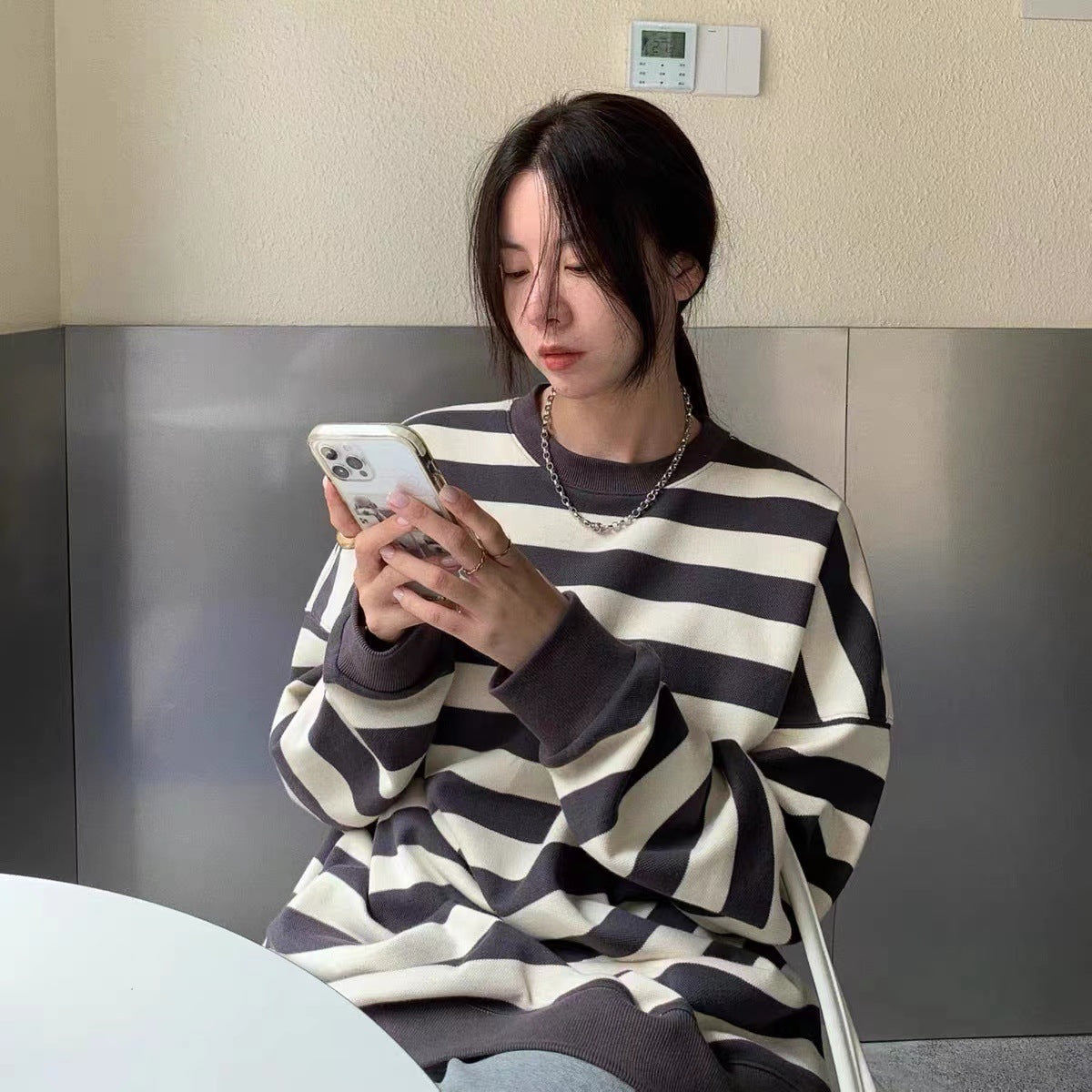 Women's Striped Cotton Sweatshirt