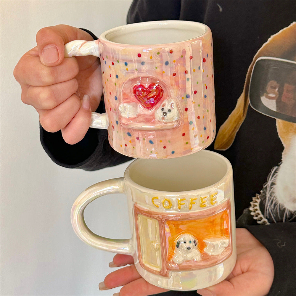 Embossed Puppy Ceramic Mug