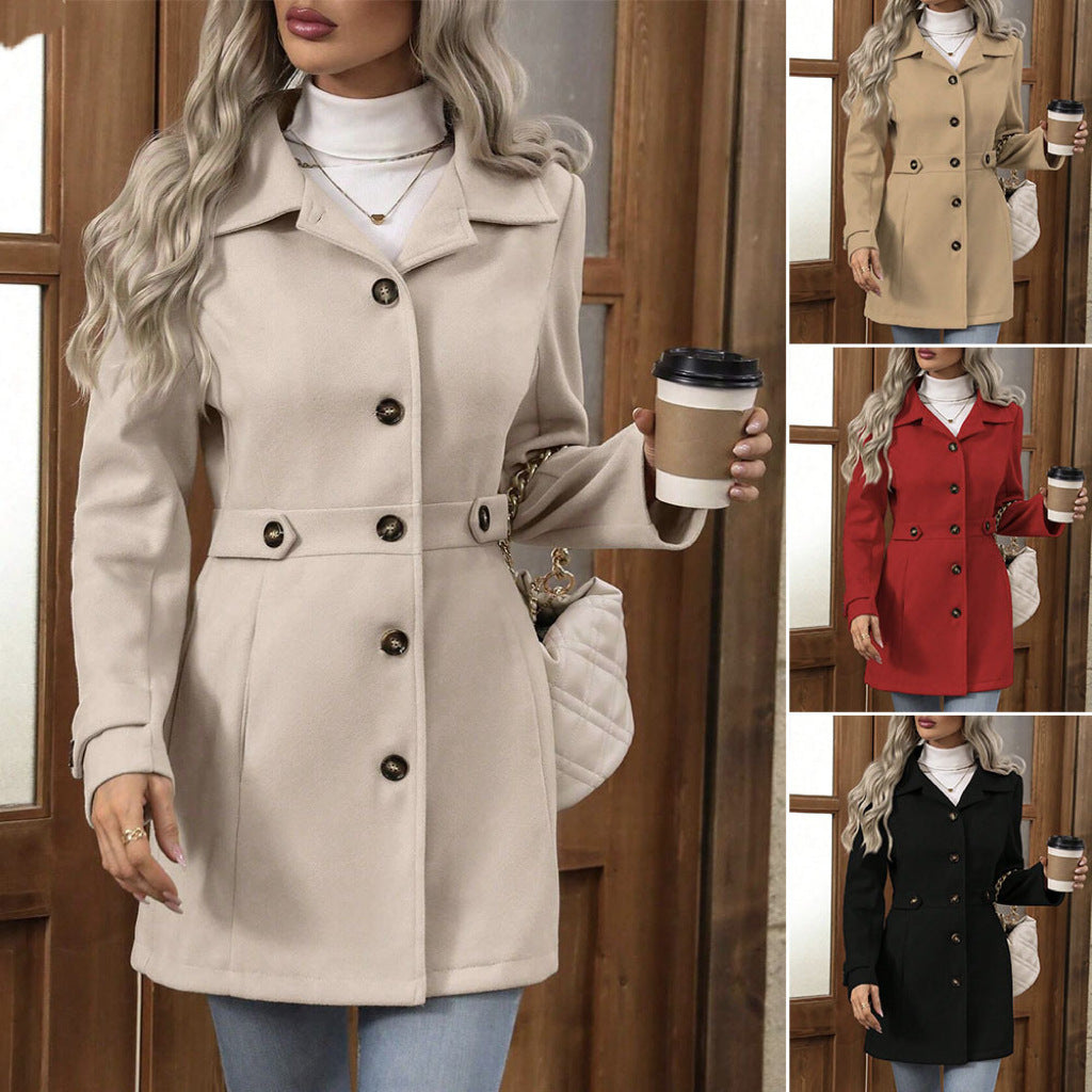 Women's Single-Breasted Wool-Blend Coat