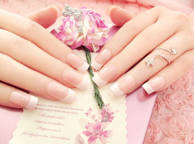 Long French-Tip Press-On Nails