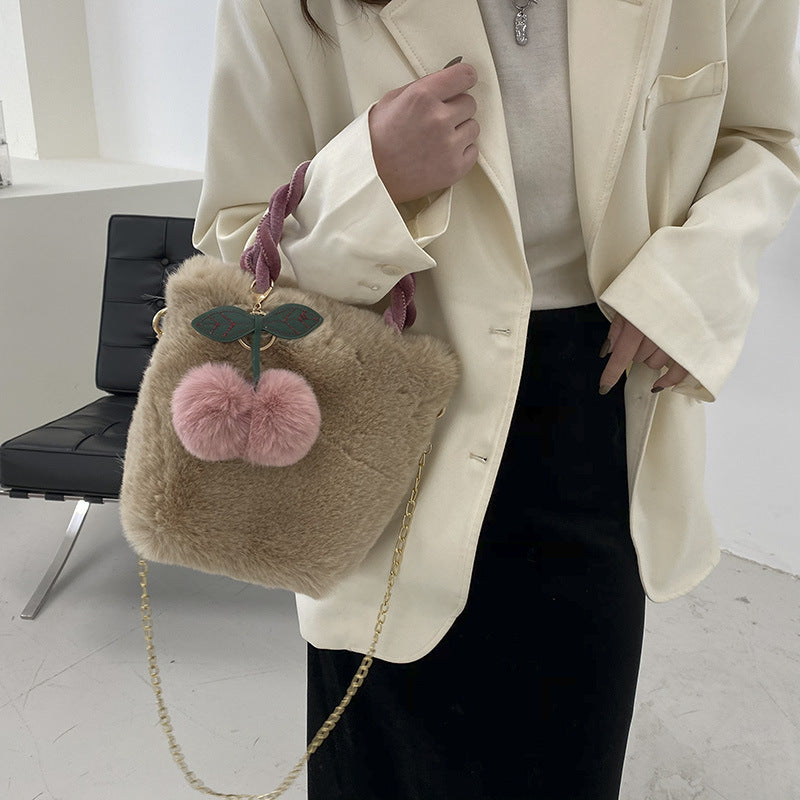 Plush Bucket Tote Bag