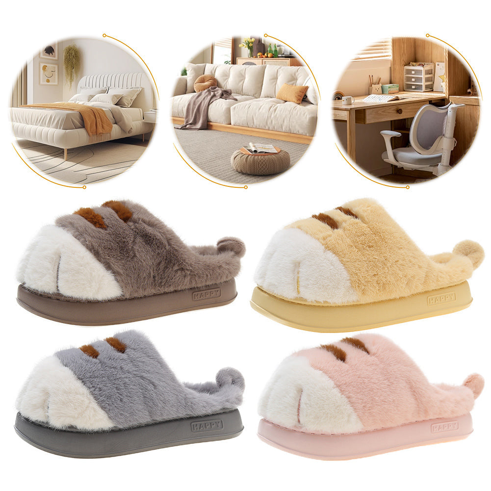 Fluffy Cat Paw Slippers