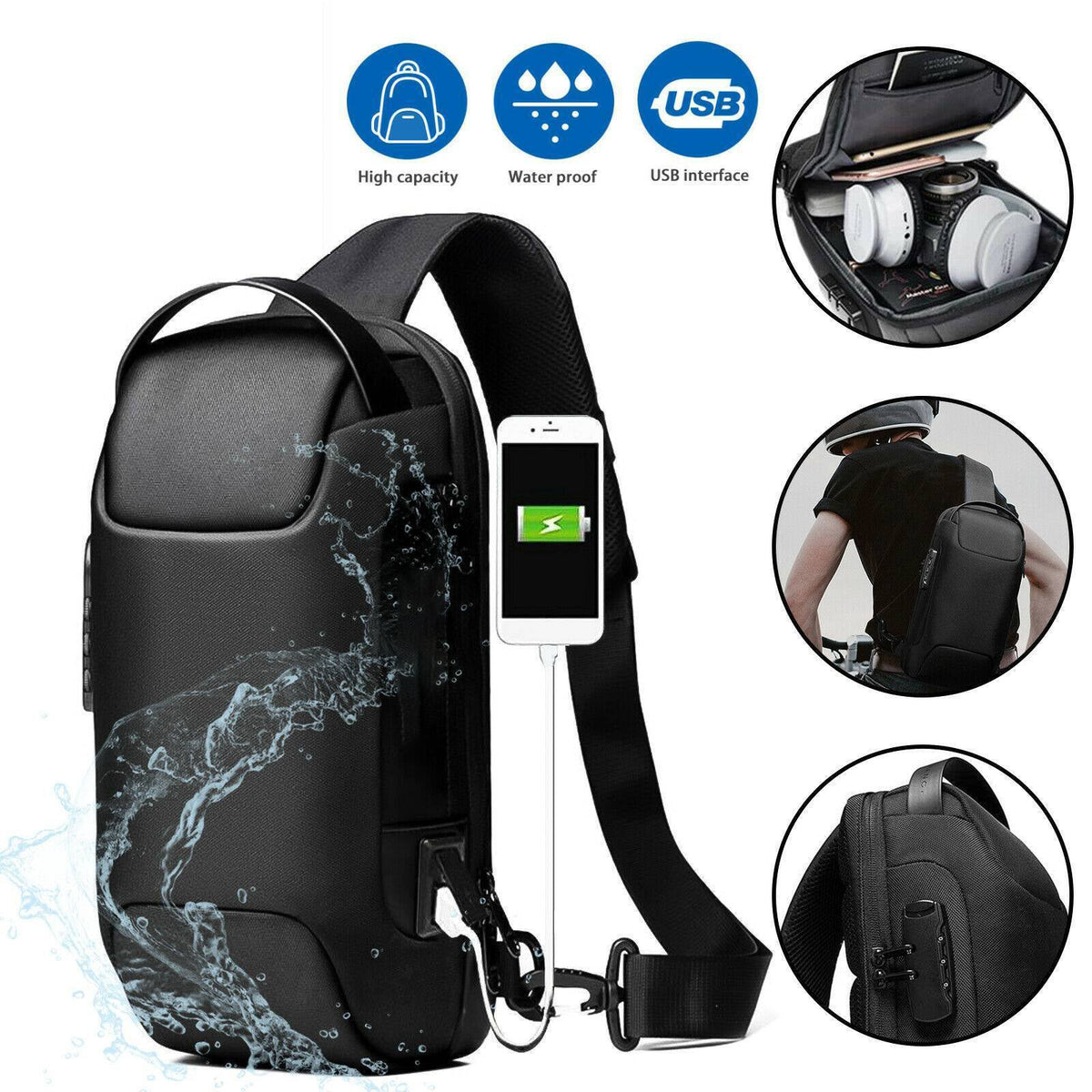 Men's Waterproof Sling Chest Bag