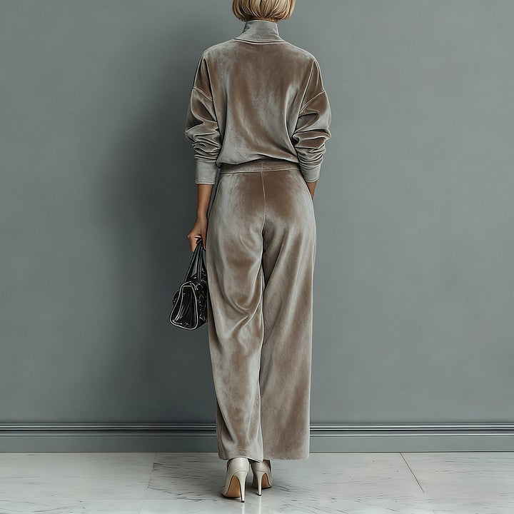 High-Neck Zip Tracksuit Set