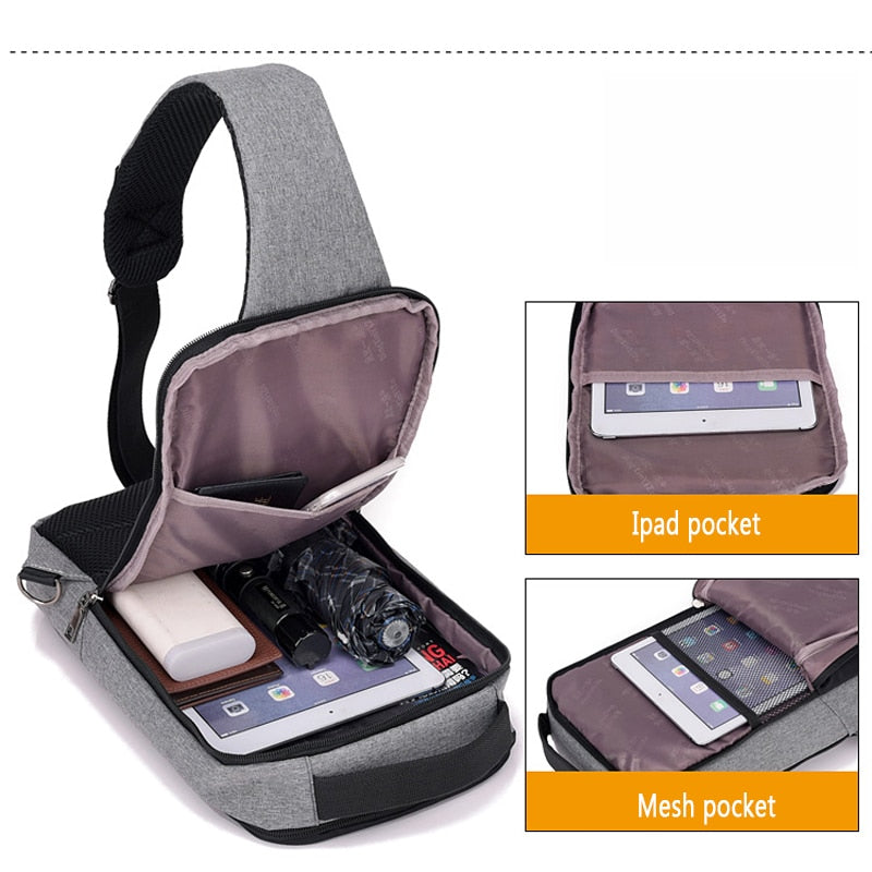 Anti-Theft Sling Bag with USB Port