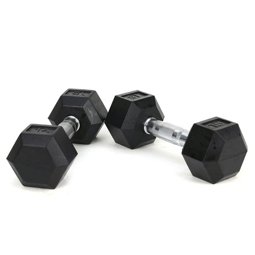 15 lb Rubber-Coated Cast Iron Dumbbell