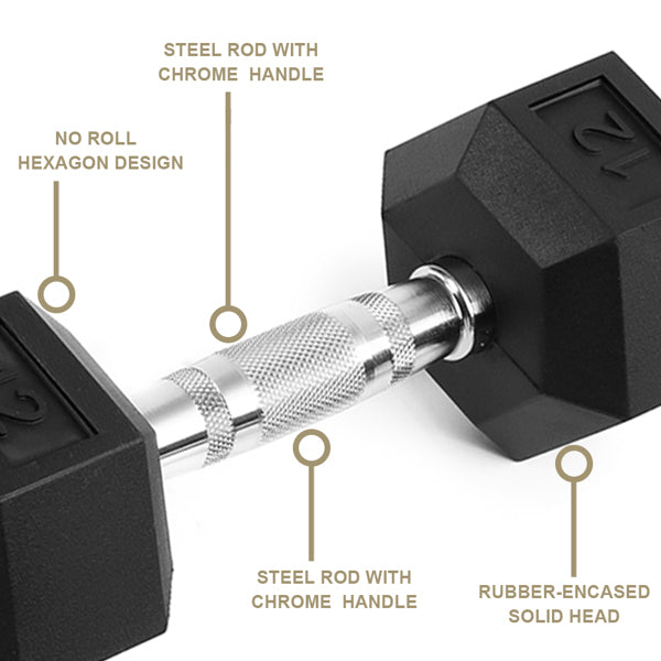 15 lb Rubber-Coated Cast Iron Dumbbell
