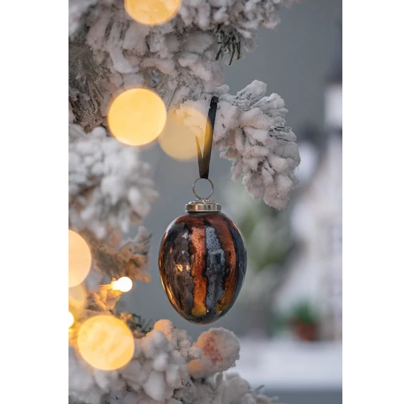 Black & Gold Egg Glass Ornaments (Set of 6)
