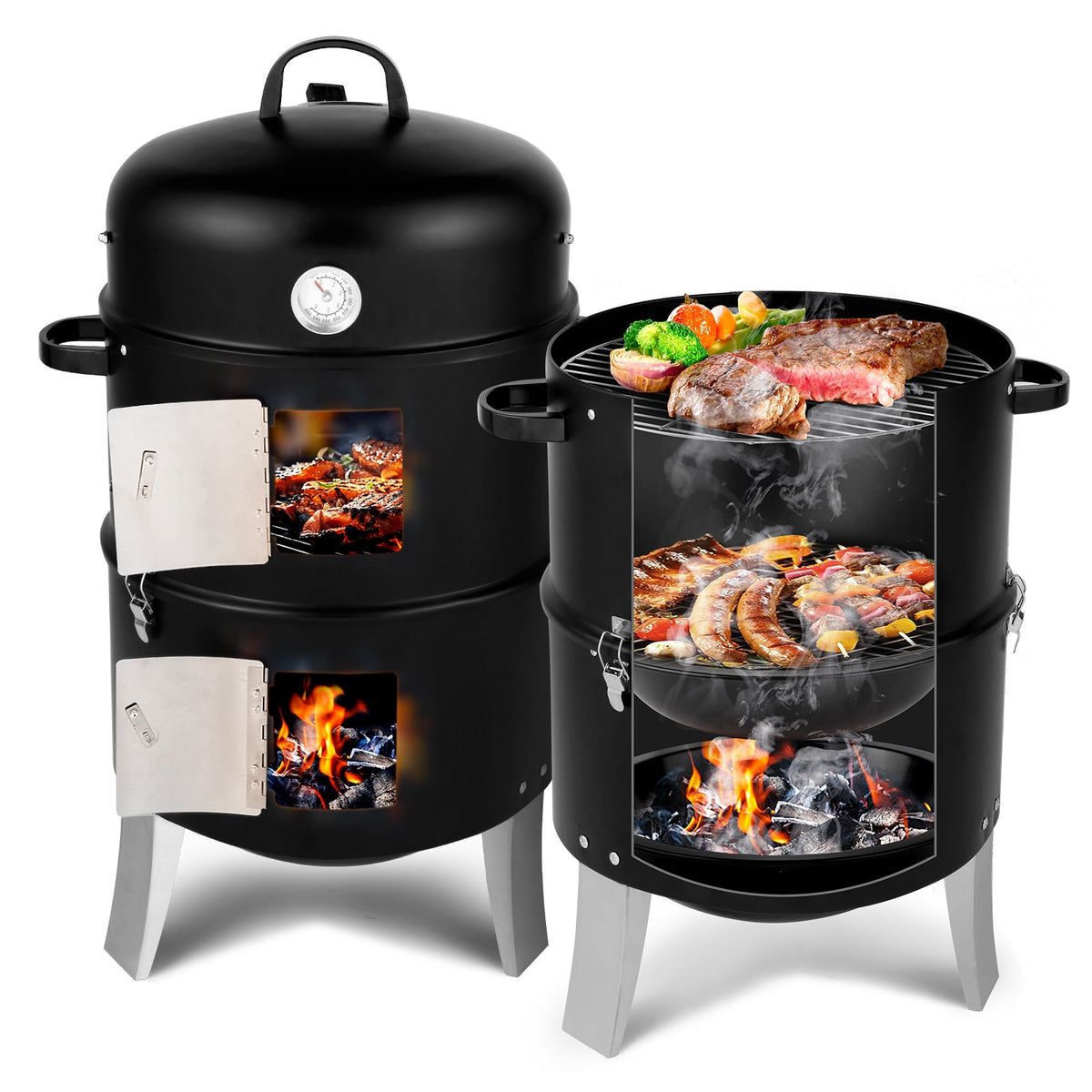 Vertical Charcoal Smoker Grill