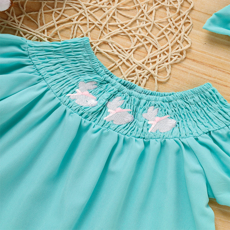 Toddler Bunny Smocked Dress with Headband
