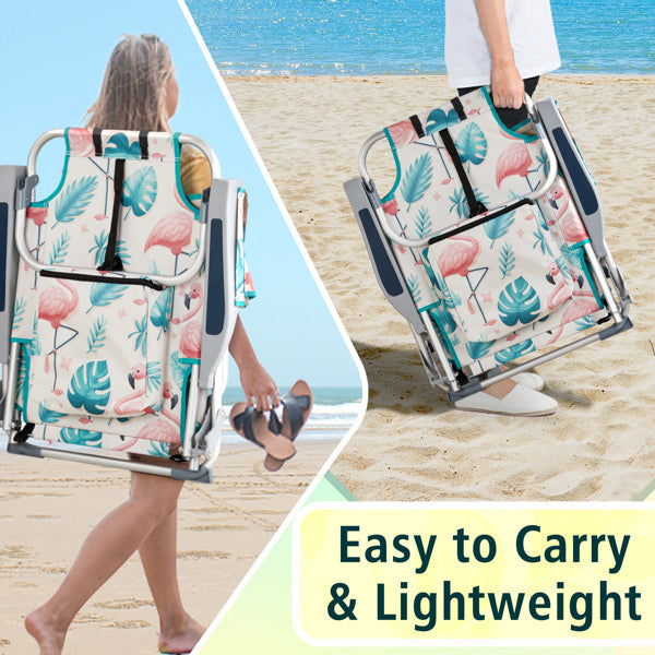Flamingo Print Folding Beach Chair