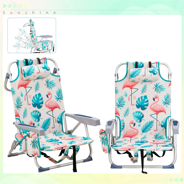Flamingo Print Folding Beach Chair