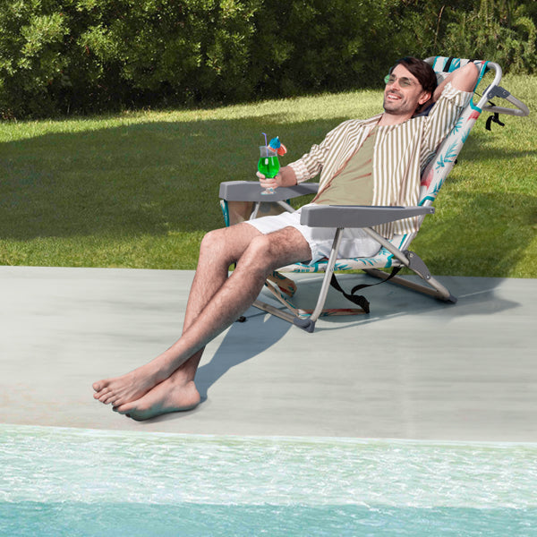 Flamingo Print Folding Beach Chair
