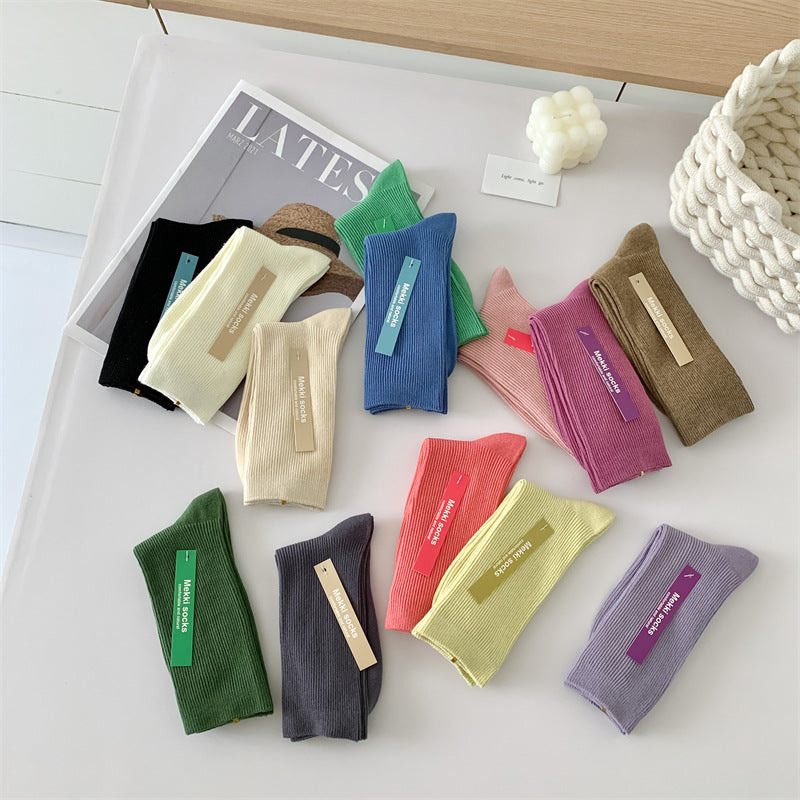 Women's Candy-Color Cotton Crew Socks
