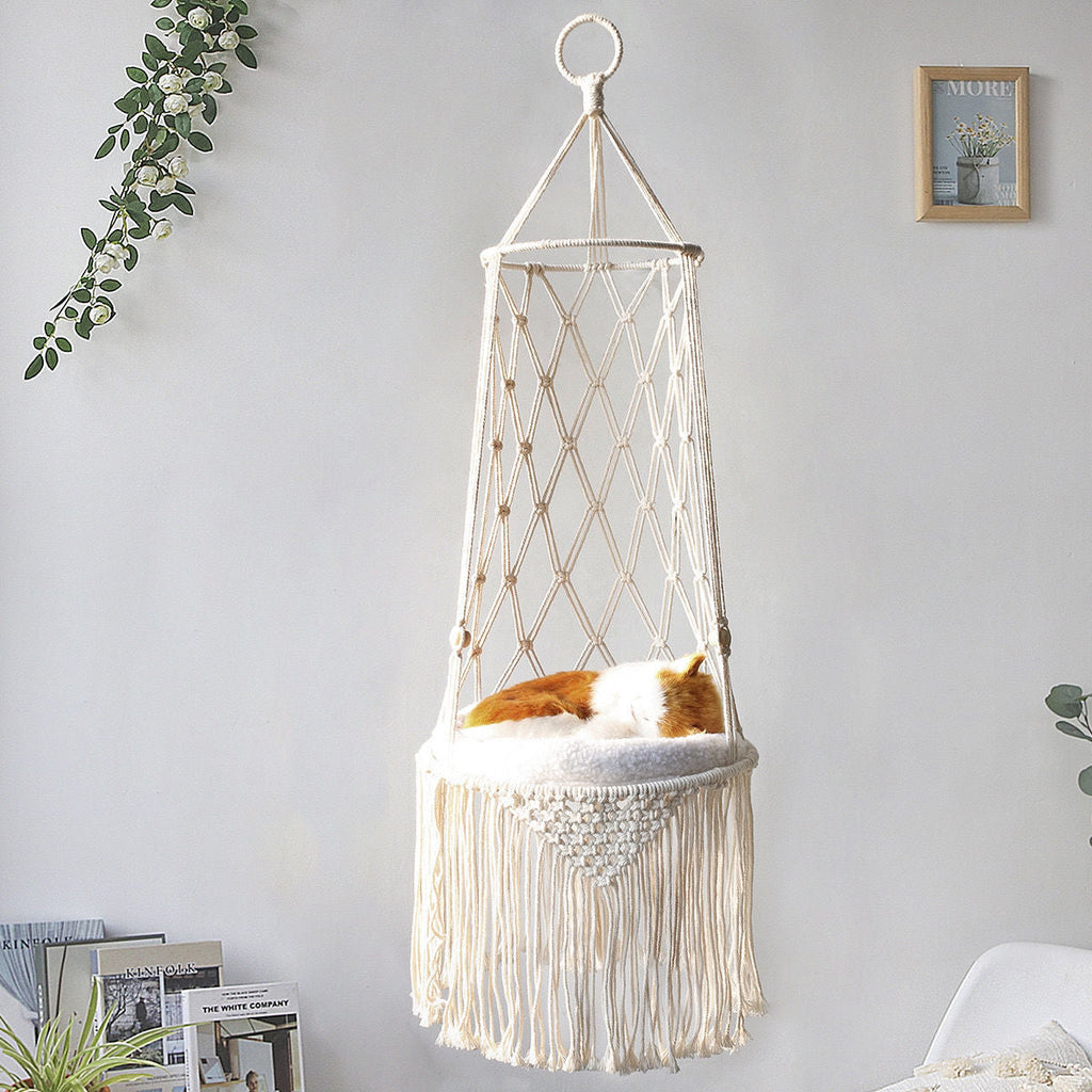 Macrame Wall-Hanging Cat Hammock