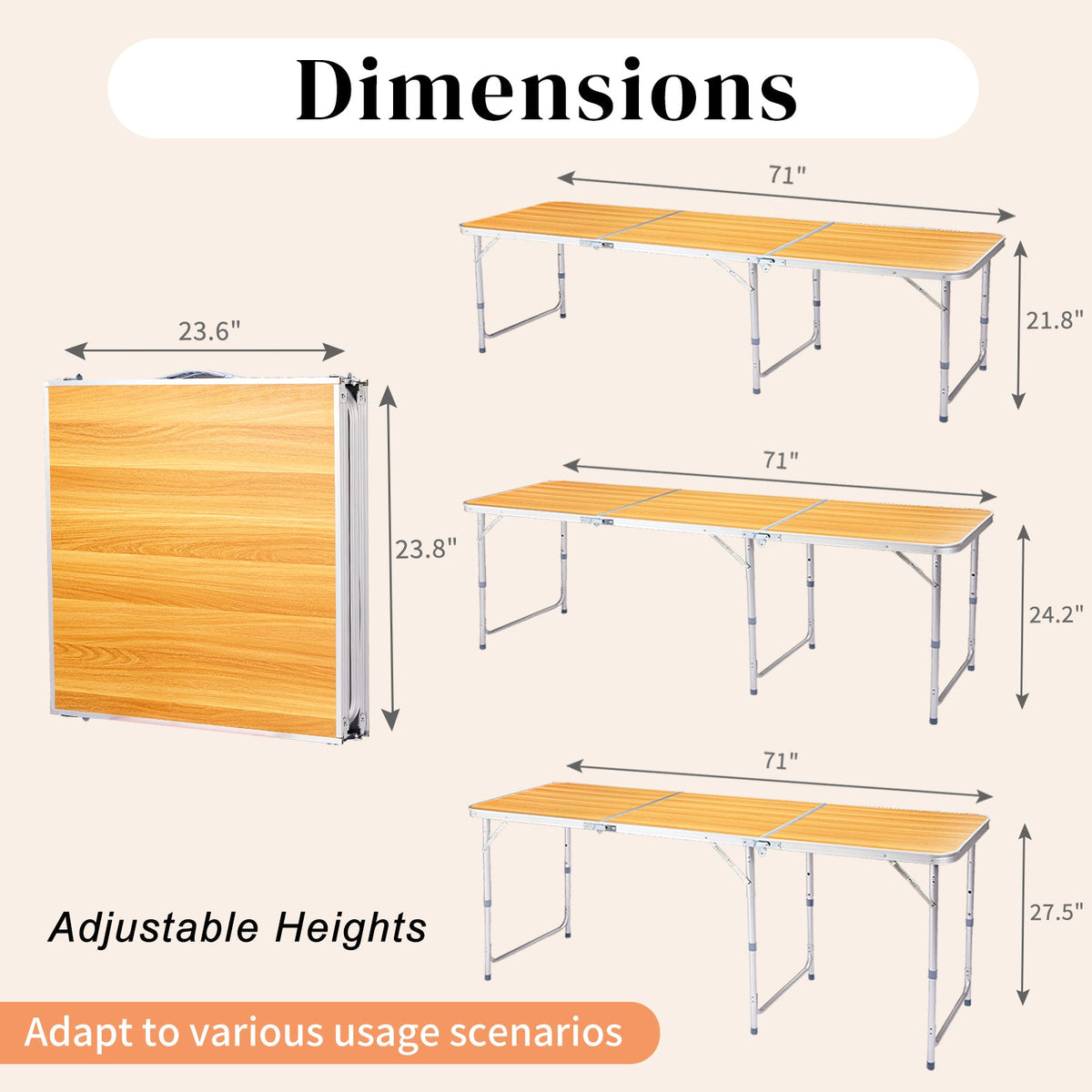 6 ft Folding Aluminum Table