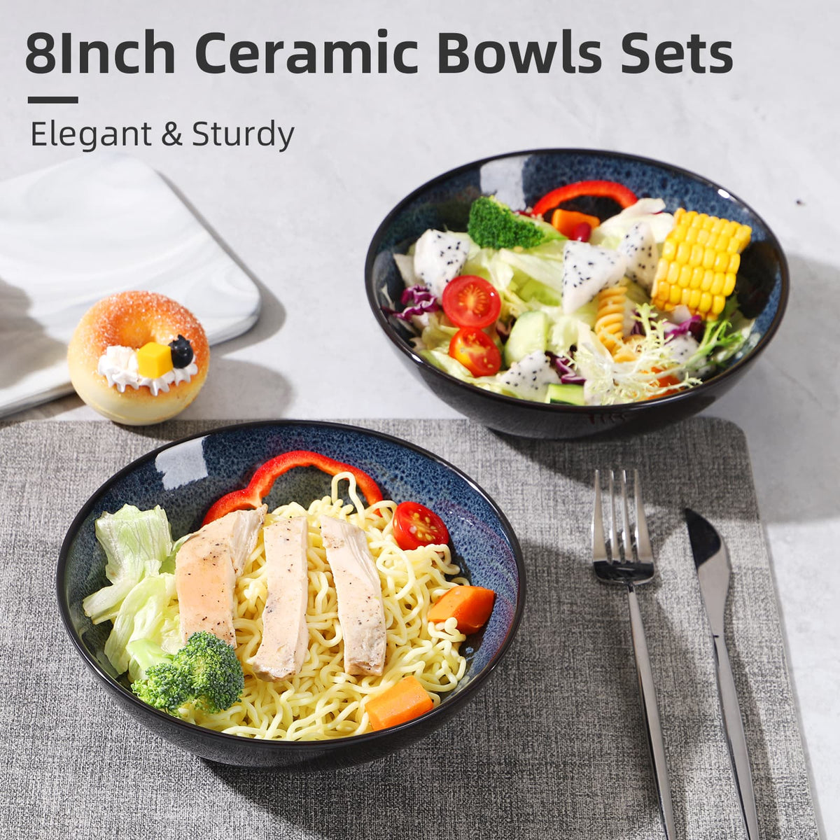 Peacock Blue Ceramic Bowls (Set of 4)
