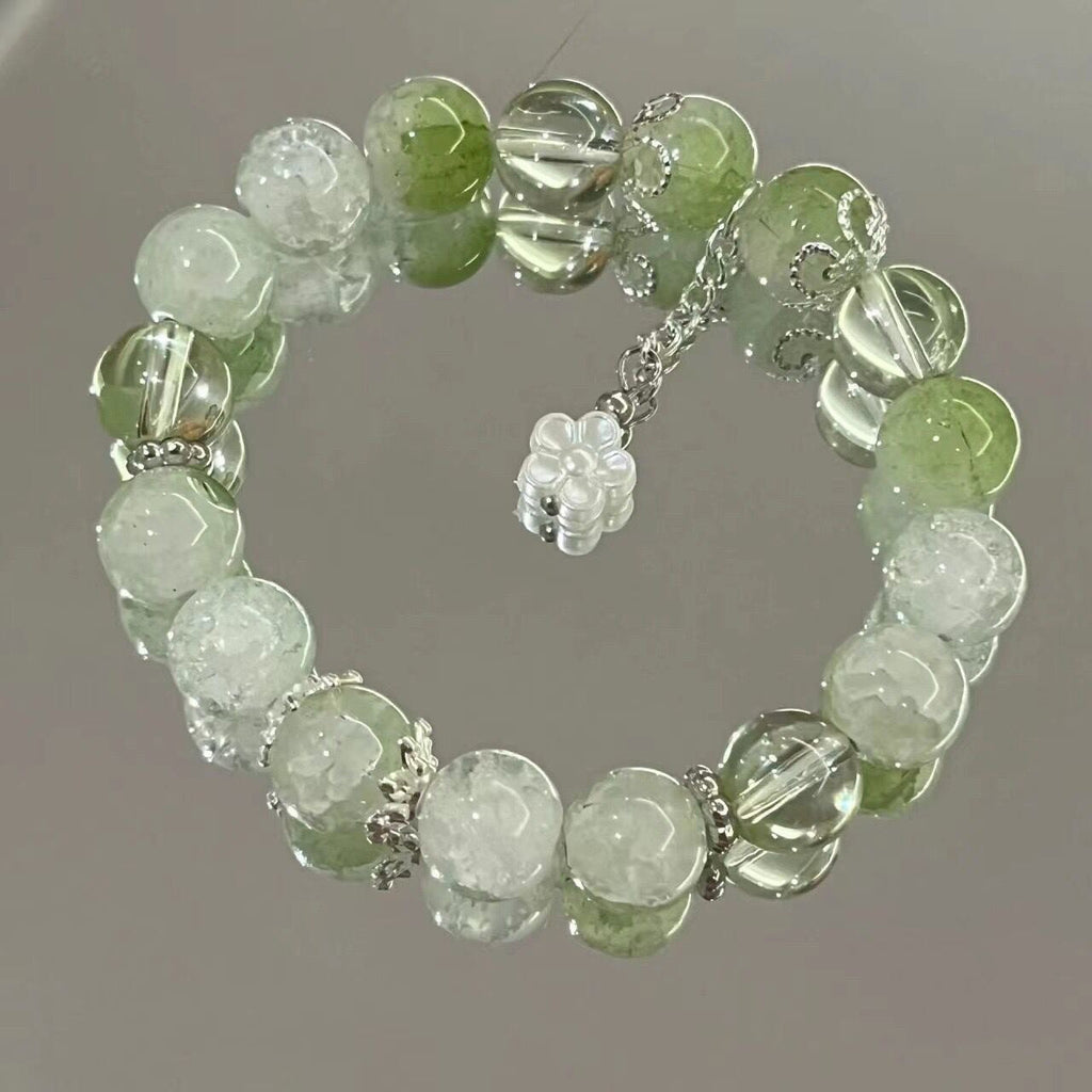 Green Glass Flower Bracelet