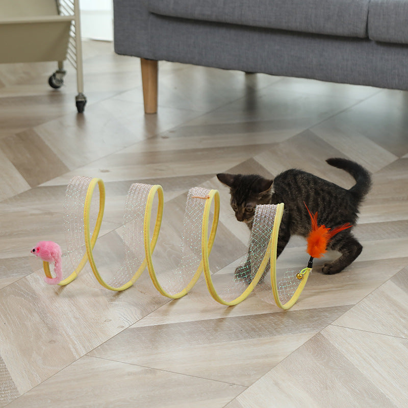 Foldable Cat Tunnel with Toys