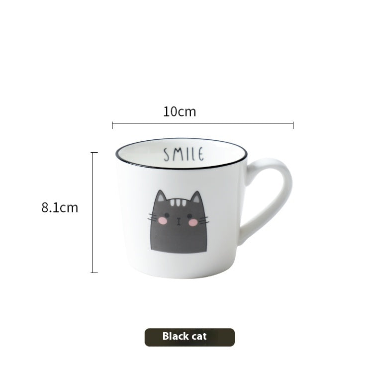 Cartoon Cat Ceramic Mug with Spoon