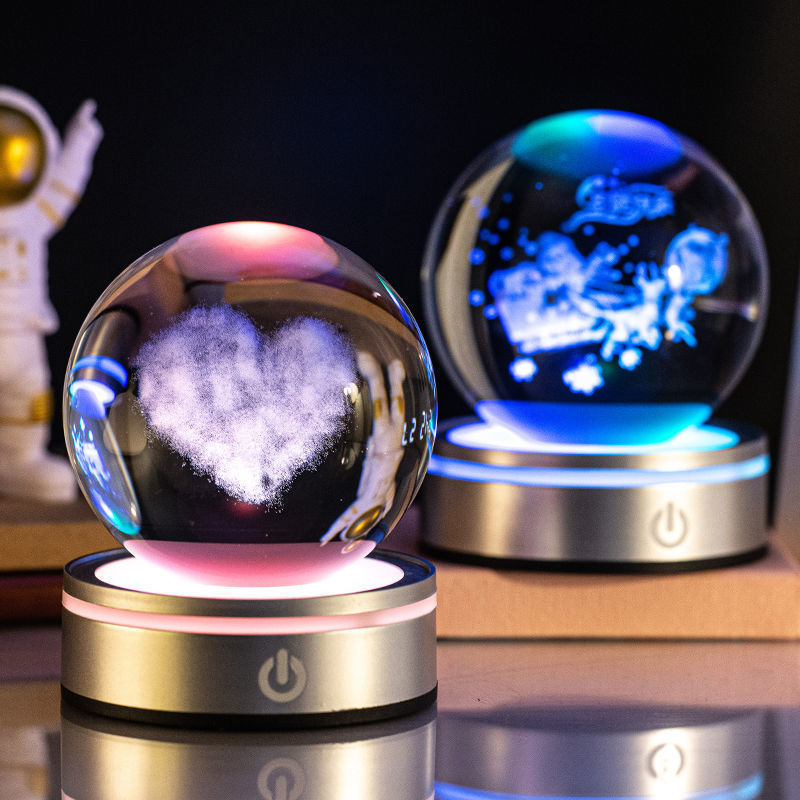 3D Engraved Crystal Ball Night Light