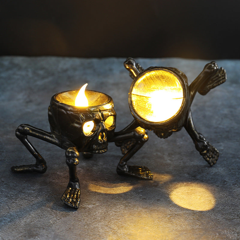 Skeleton Hand & Skull Candle Lantern