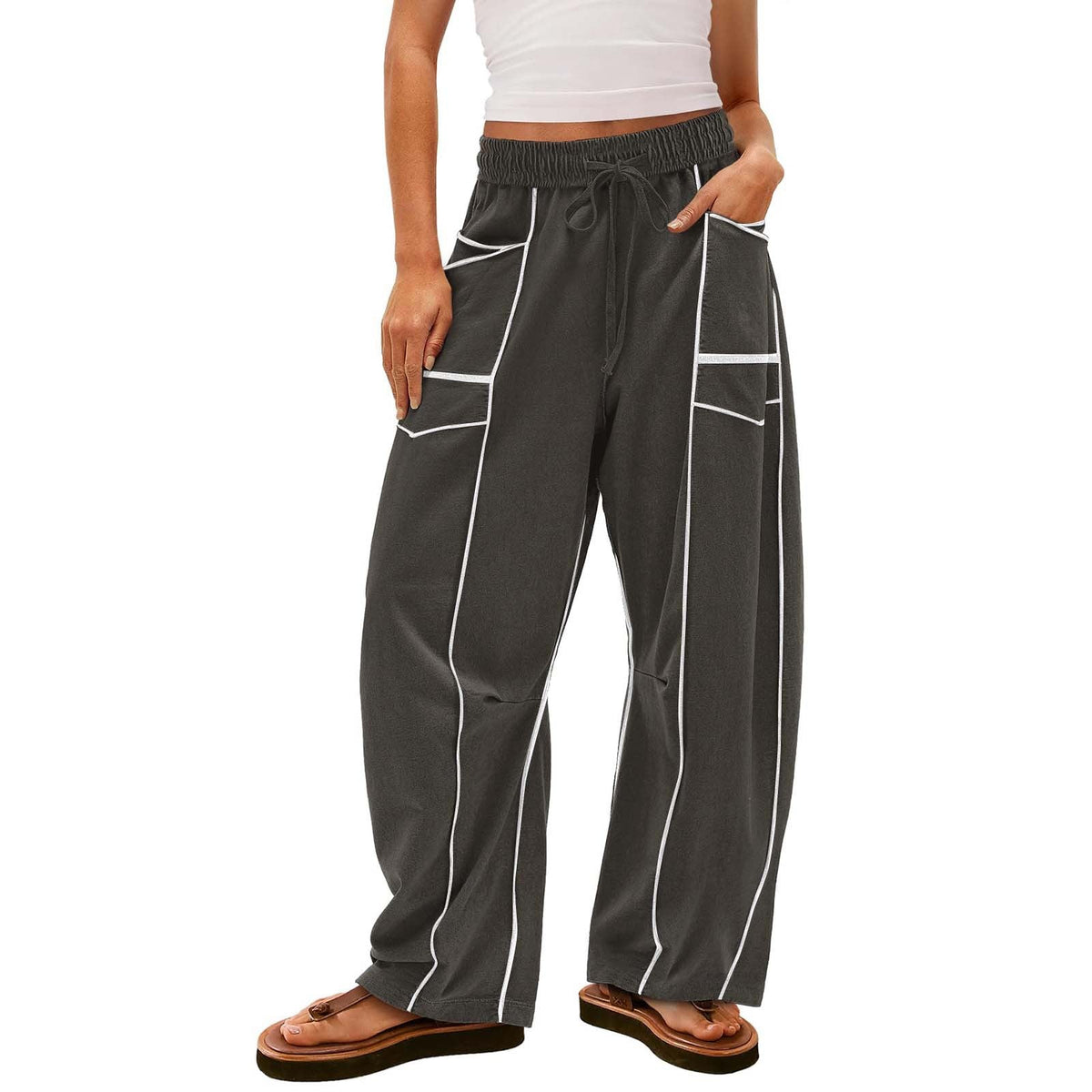 Striped Wide-Leg Sweatpants