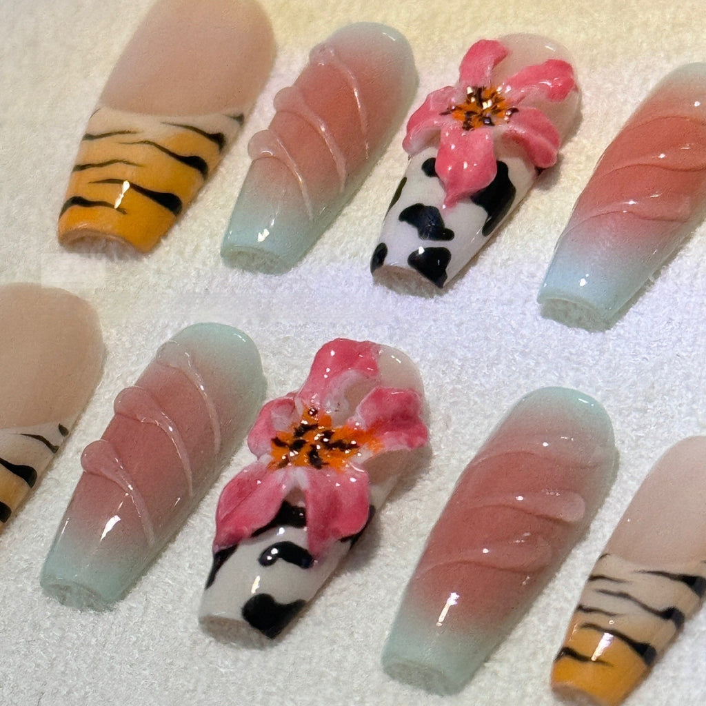 Zebra Lily Press-On Nails