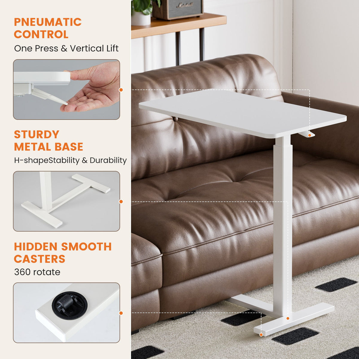 Rolling Height-Adjustable Laptop Table