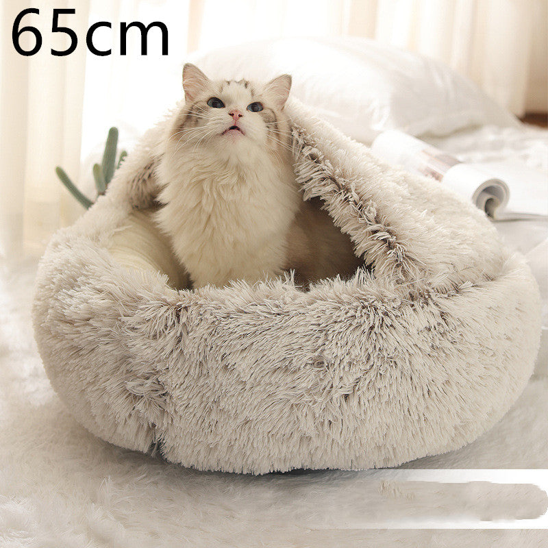 2-in-1 Plush Pet Bed & Cave