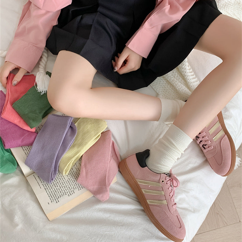 Women's Candy-Color Cotton Crew Socks