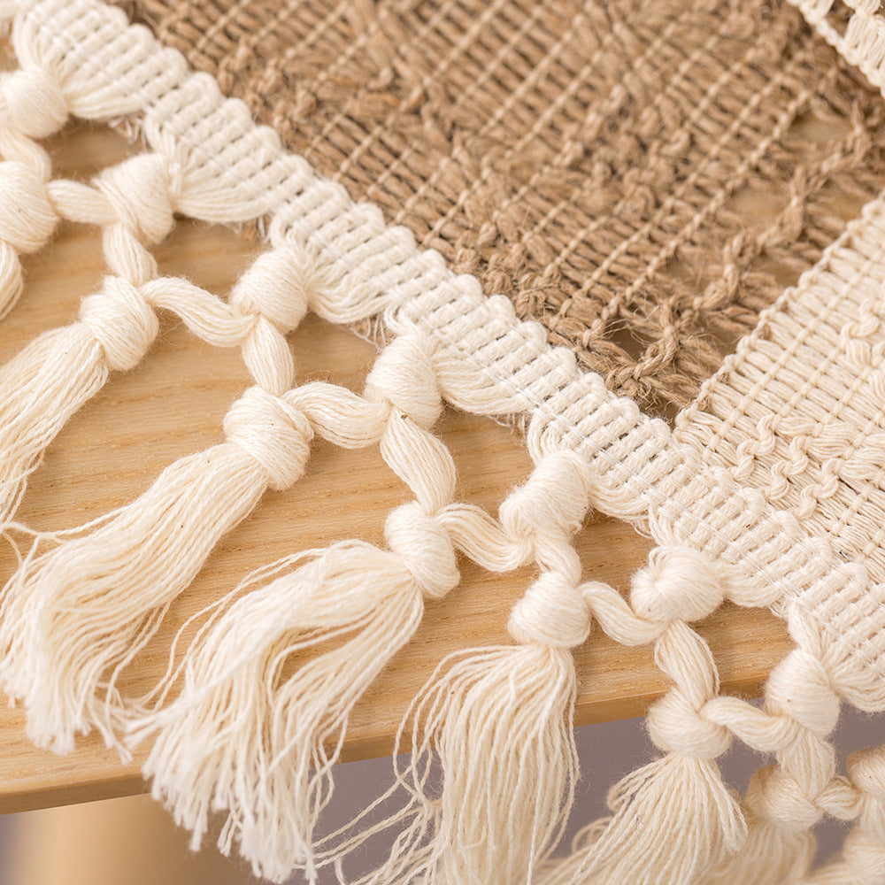 Tasseled Cotton Linen Table Runner