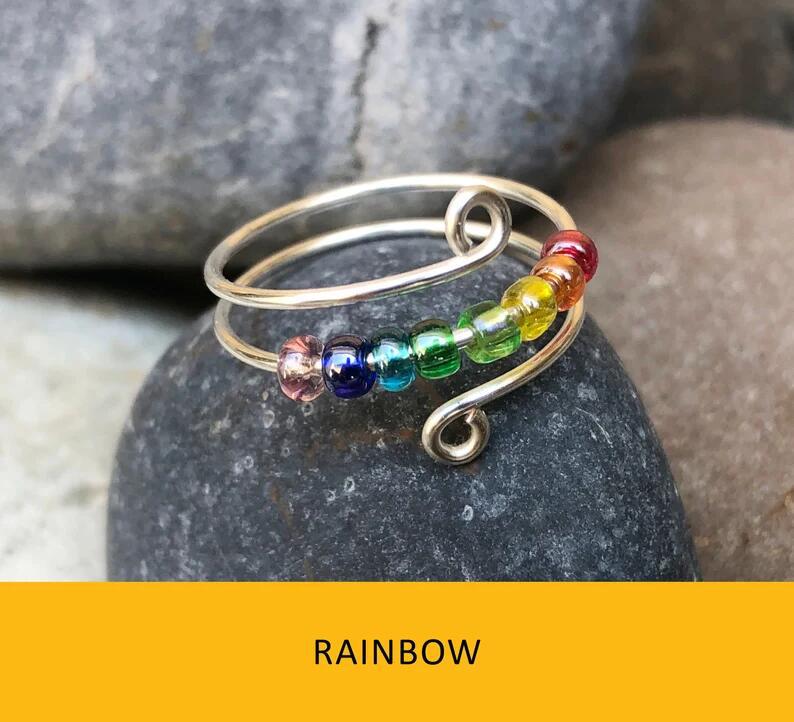 Colorful Bead Spinner Ring