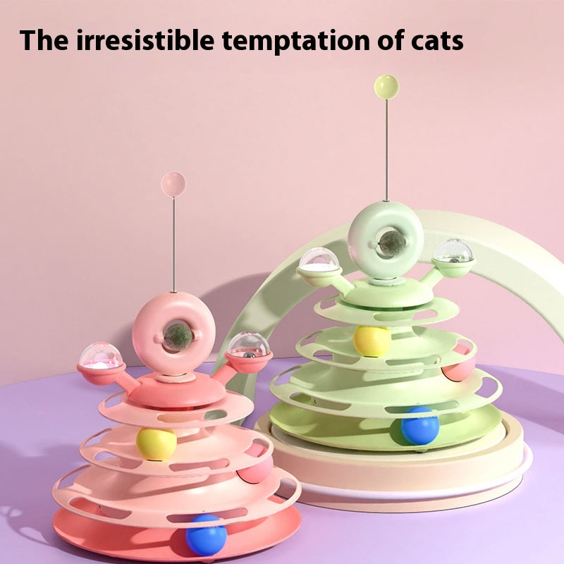 4-Level Cat Ball Track Tower