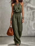 Halter Wide-Leg Overall Jumpsuit