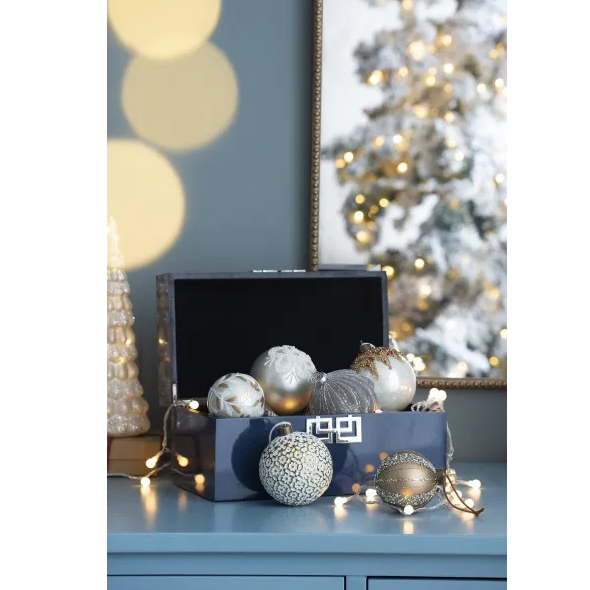 Glass Christmas Ball Ornaments (Set of 6)