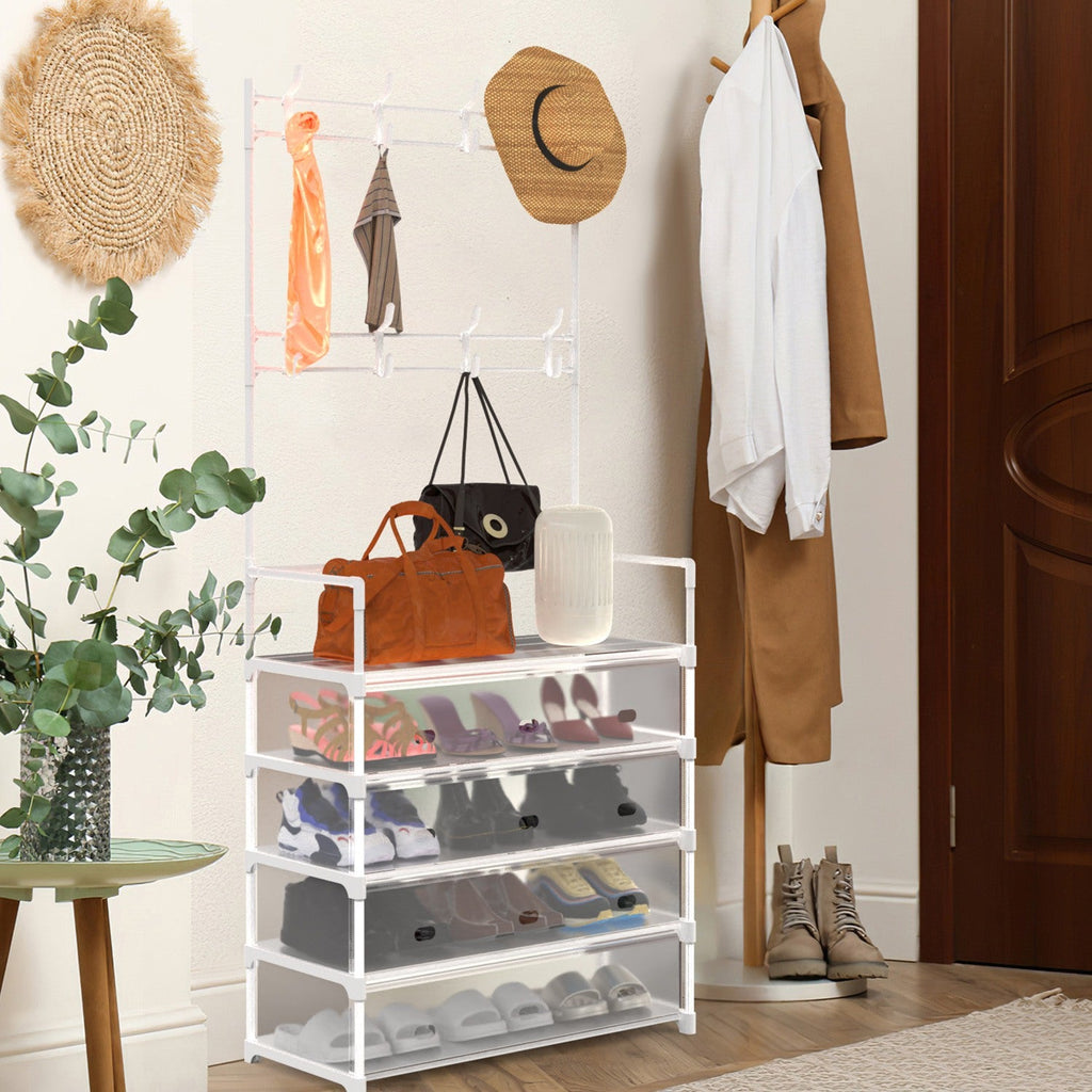 5-Tier Shoe Rack with Coat Hanger