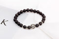 Carved Lion Head Bead Bracelet