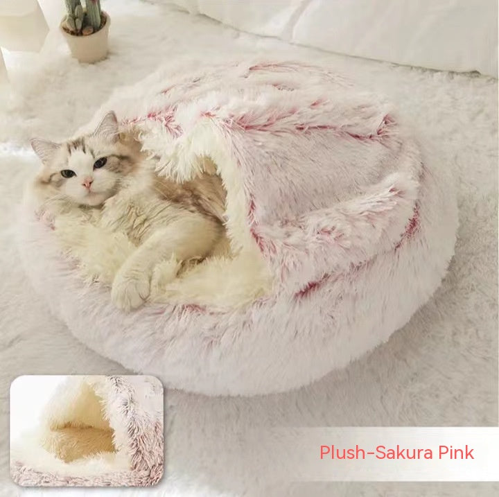 2-in-1 Plush Pet Bed & Cave