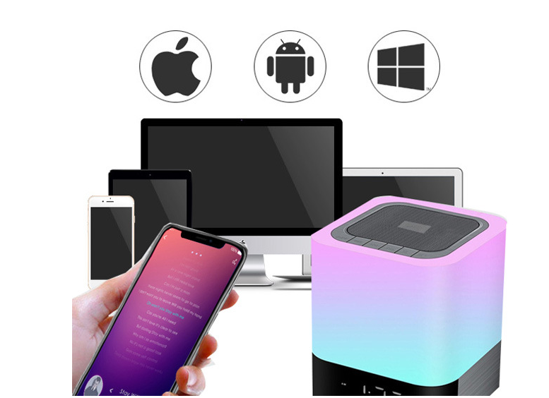 Bluetooth Speaker with Night Light & Clock