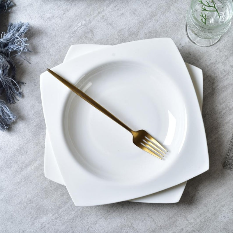 White Bone China Square Plates (Set of 6)