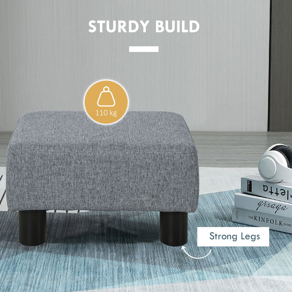 Linen Cube Ottoman Pouf